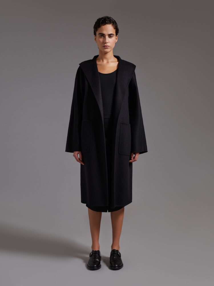 Midi cashmere cardigan coat - BLACK - 2