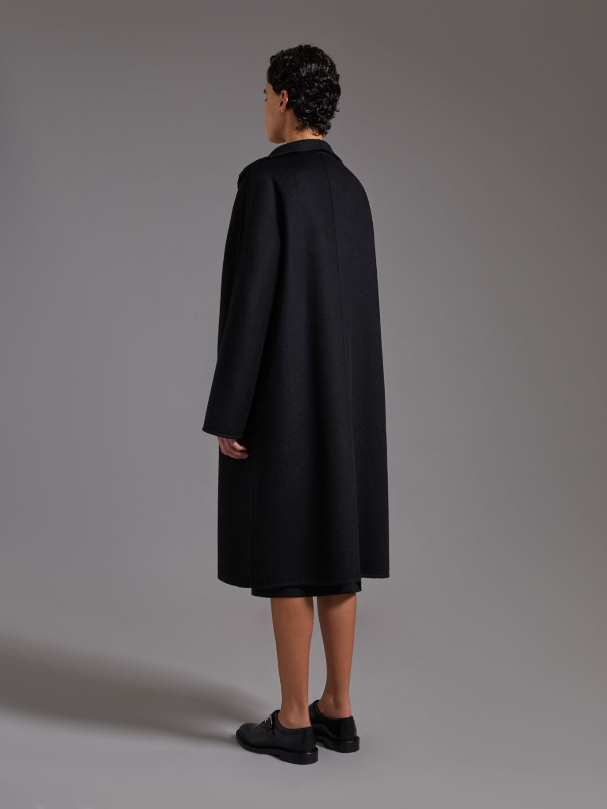 Midi cashmere cardigan coat - BLACK - 3