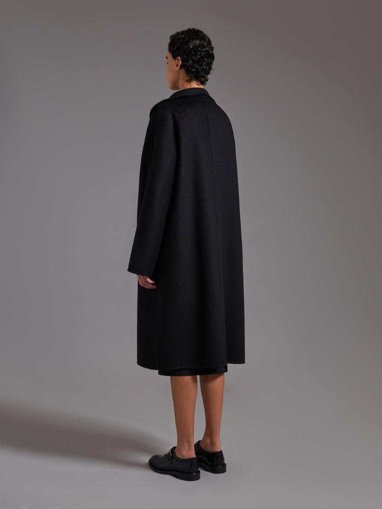 Midi cashmere cardigan coat - BLACK - 3
