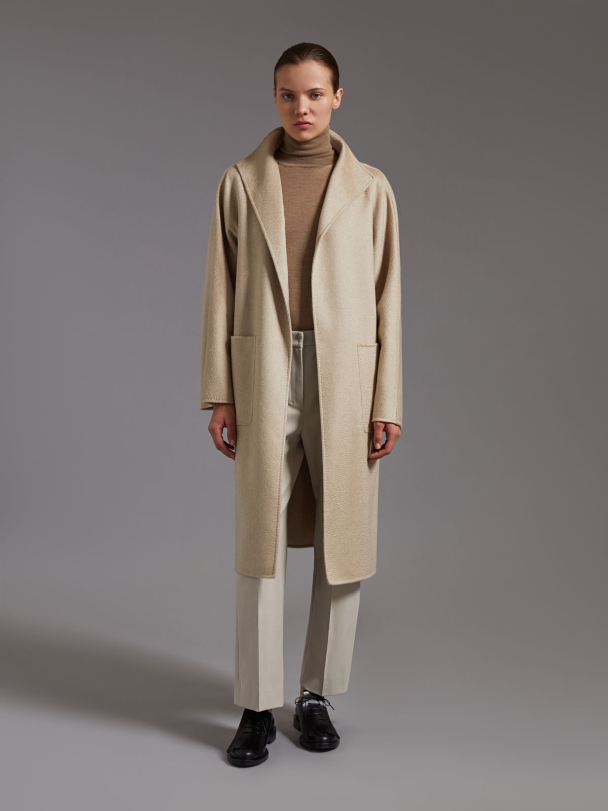 Midi cashmere cardigan coat - SAND