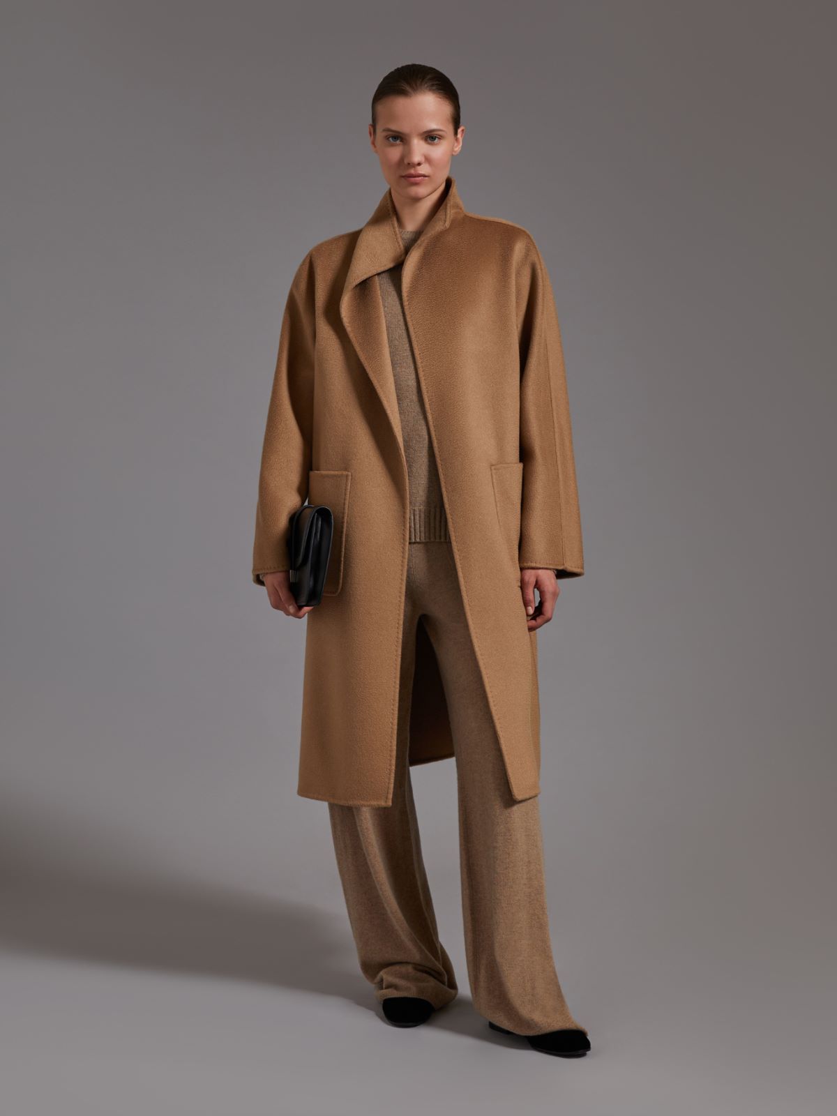 Midi cashmere cardigan coat - CAMEL