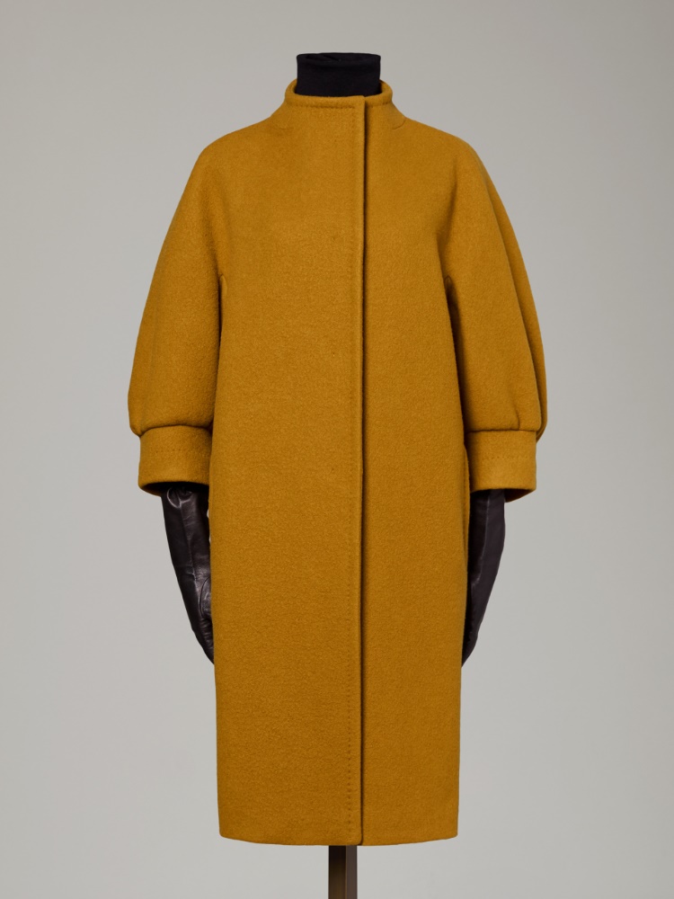Cashmere cocoon coat - MUSTARD