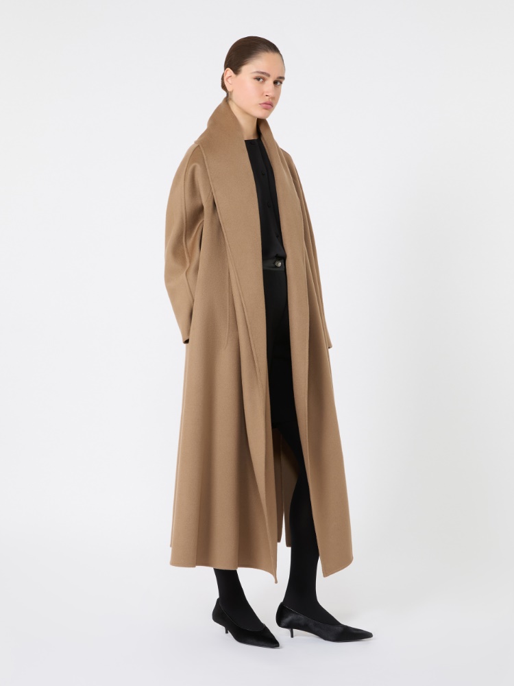 Reversible foulard coat in brushed cashmere - HAZELNUT BROWN - Max Mara