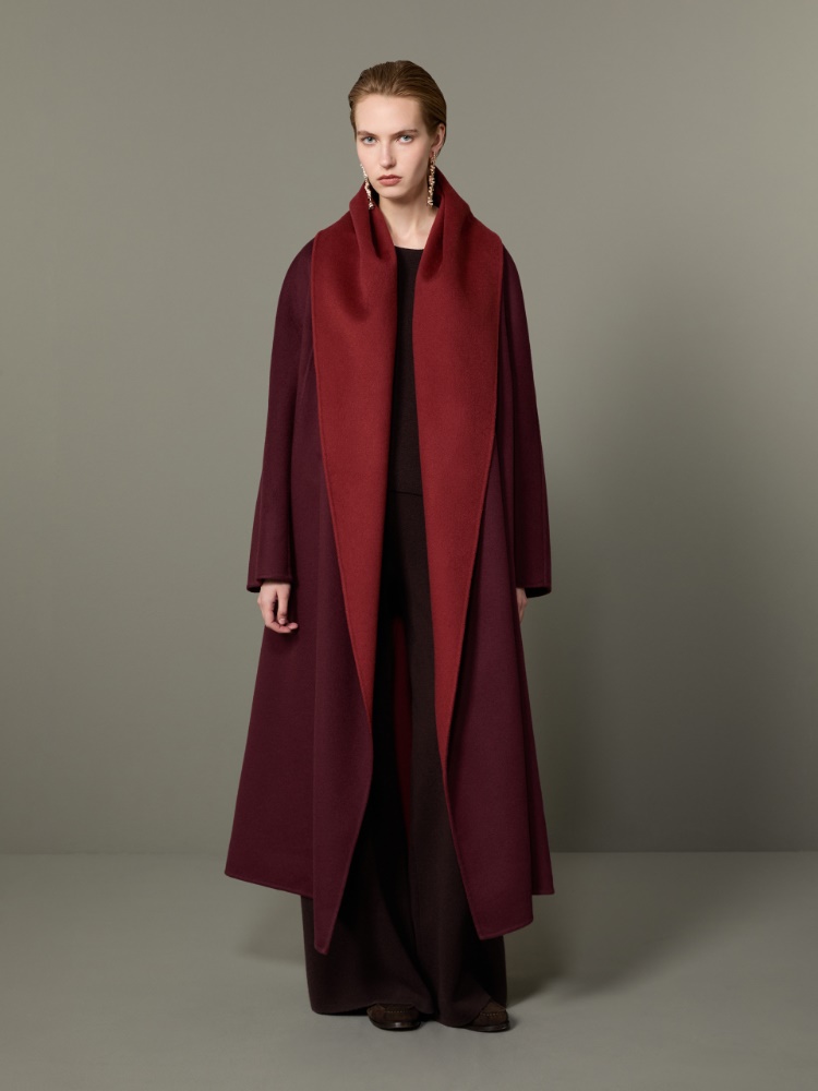 Dwustronny płaszcz foulard z drapanego kaszmiru - BORDOWY - Max Mara - 2