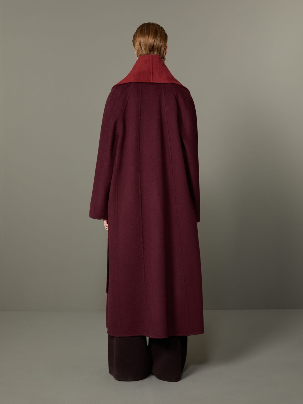 Dwustronny płaszcz foulard z drapanego kaszmiru - BORDOWY - Max Mara - 3