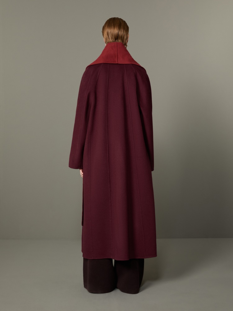 Dwustronny płaszcz foulard z drapanego kaszmiru - BORDOWY - Max Mara - 3