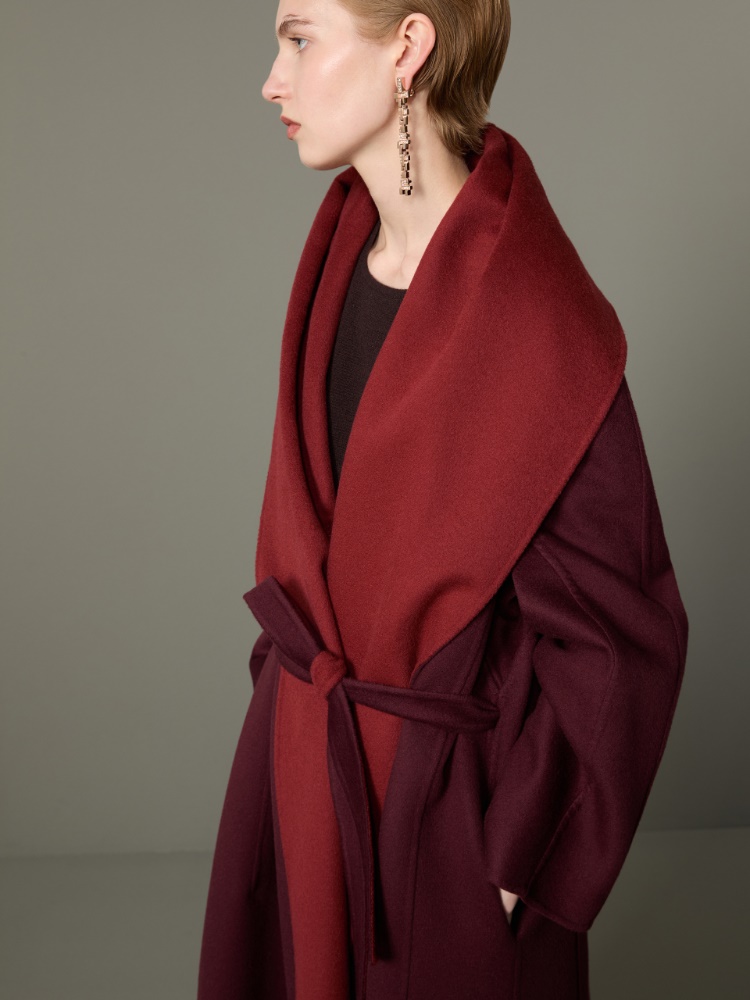 Dwustronny płaszcz foulard z drapanego kaszmiru - BORDOWY - Max Mara - 4