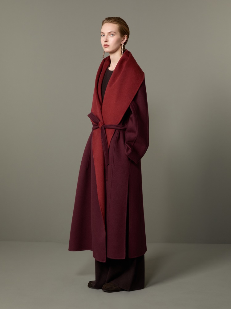 Dwustronny płaszcz foulard z drapanego kaszmiru - BORDOWY - Max Mara - 5