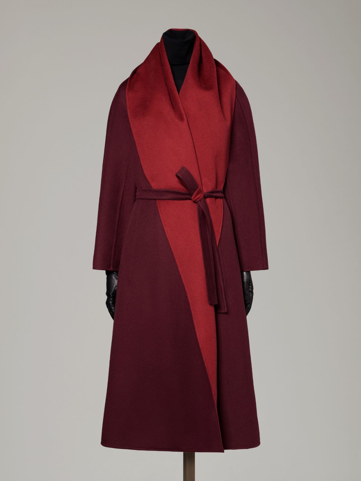 Dwustronny płaszcz foulard z drapanego kaszmiru - BORDOWY - Max Mara - 6