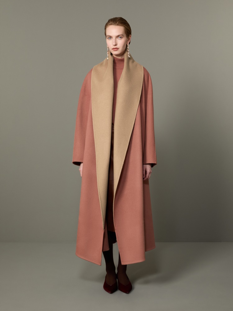 Dwustronny płaszcz foulard z drapanego kaszmiru - RÓŻOWY CIENIOWANY - Max Mara - 2