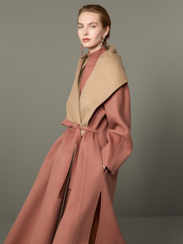 Dwustronny płaszcz foulard z drapanego kaszmiru - RÓŻOWY CIENIOWANY - Max Mara - 4