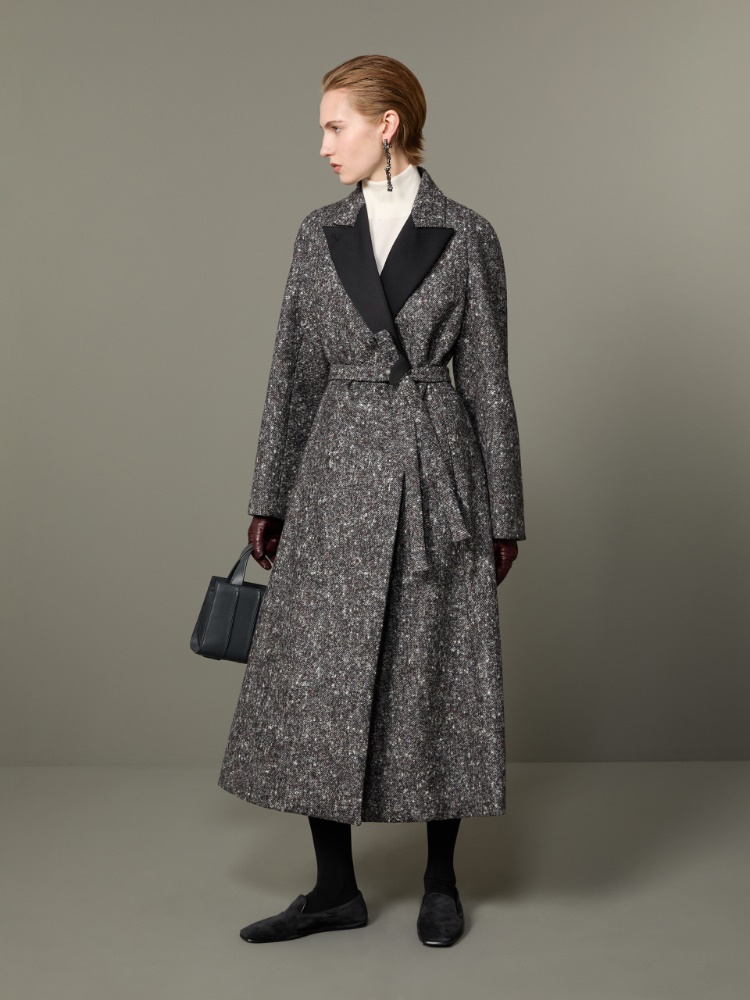 Wool and alpaca redingote coat + MEDIUM GREY - Max Mara