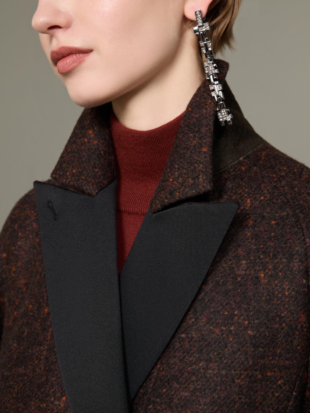 Wool and alpaca redingote coat - DARK BROWN - Max Mara - 4