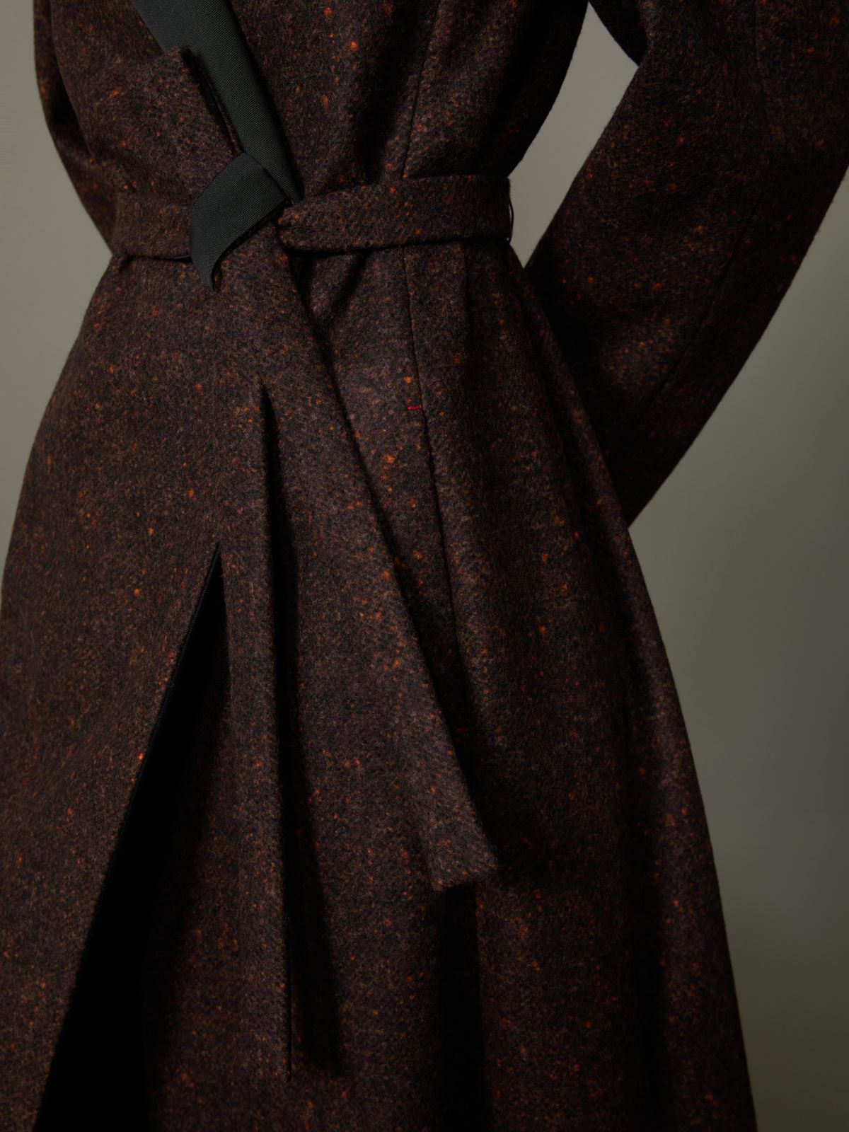 Wool and alpaca redingote coat - DARK BROWN - Max Mara - 5