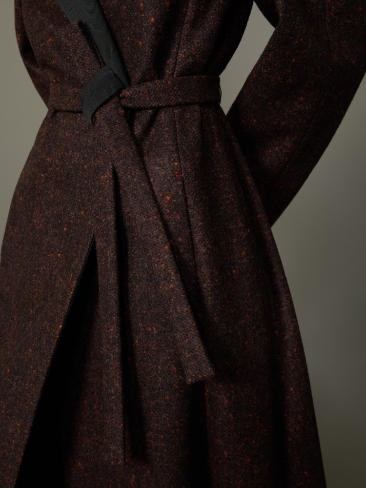 Wool and alpaca redingote coat - DARK BROWN - Max Mara - 5