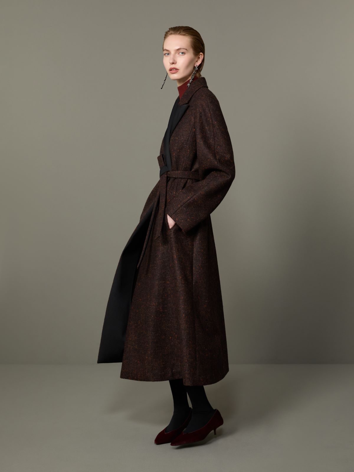 Wool and alpaca redingote coat - DARK BROWN - Max Mara