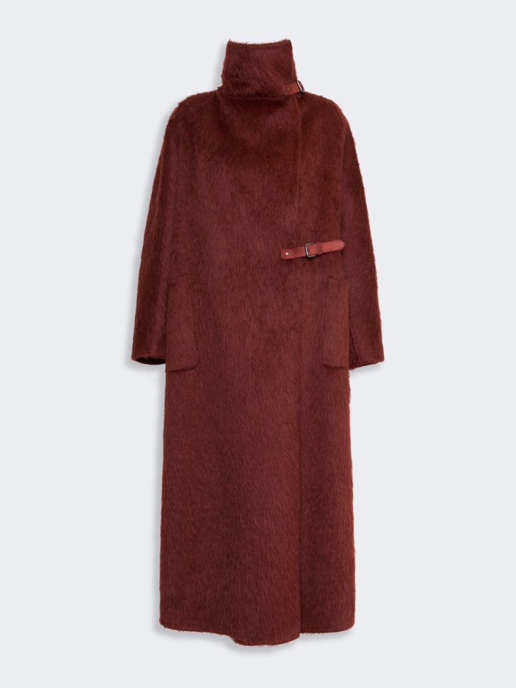Alpaca and wool wrap coat - RUST
