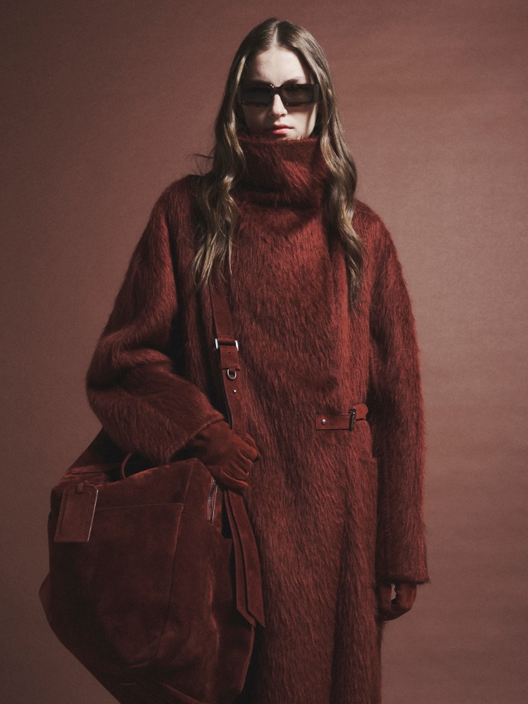 Alpaca and wool wrap coat + RUST - Max Mara