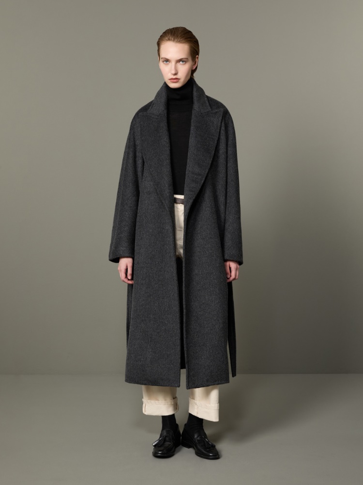 Dwurzędowy płaszcz oversize z kaszmiru i moheru - CZARNY - Max Mara - 2