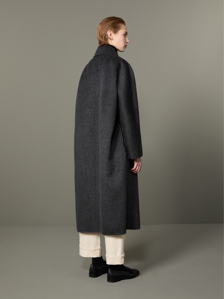 Dwurzędowy płaszcz oversize z kaszmiru i moheru - CZARNY - Max Mara - 3