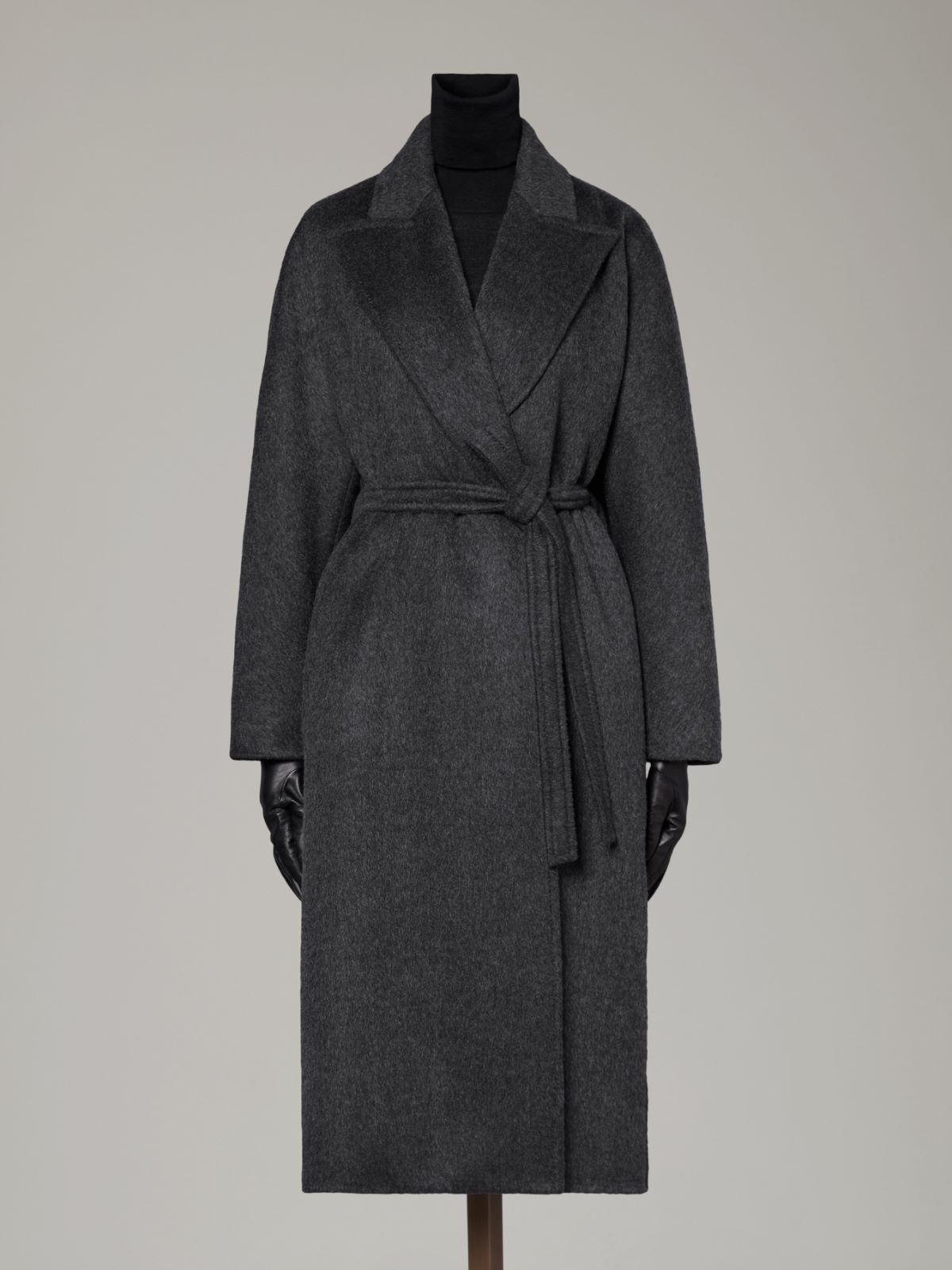 Dwurzędowy płaszcz oversize z kaszmiru i moheru - CZARNY - Max Mara - 6