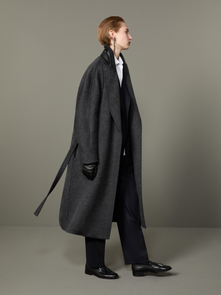 Dwurzędowy płaszcz oversize z kaszmiru i moheru + CZARNY - Max Mara