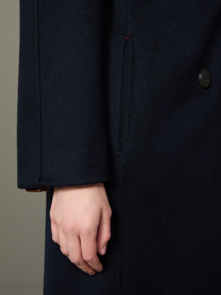 Dwurzędowy płaszcz z drapanego kaszmiru - CIEMNOGRANATOWY - Max Mara - 4