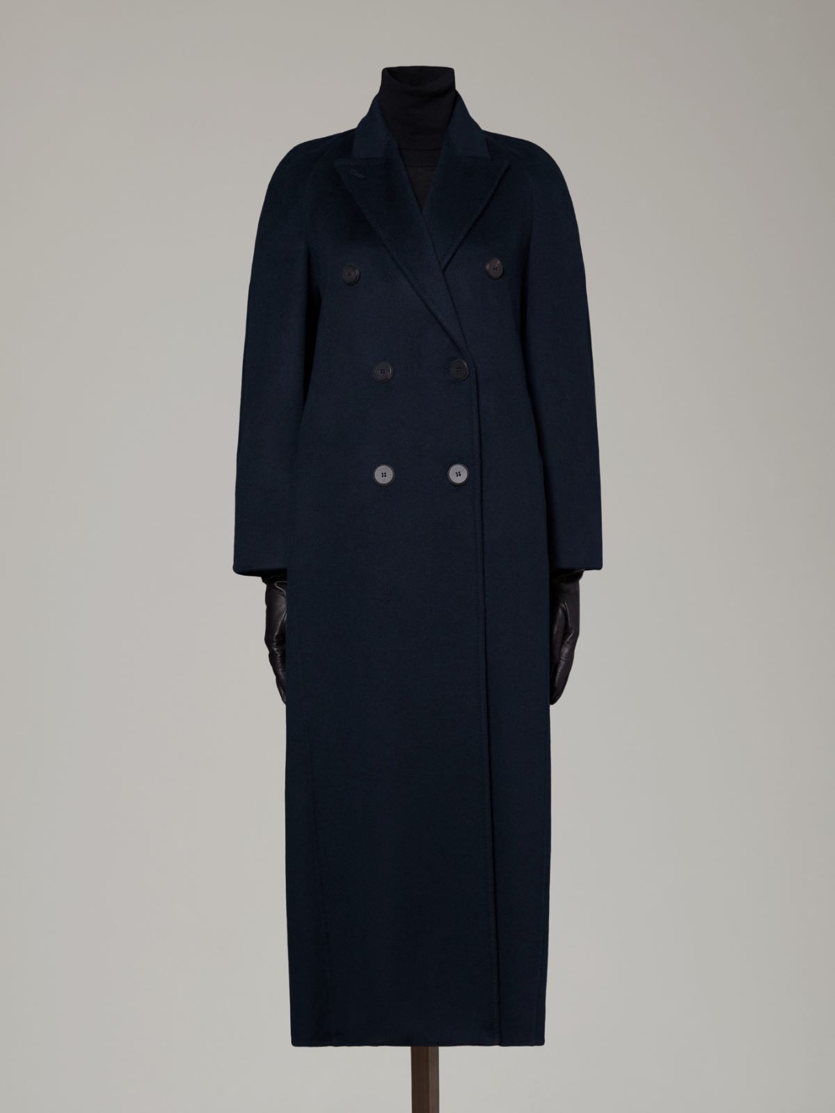 Dwurzędowy płaszcz z drapanego kaszmiru - CIEMNOGRANATOWY - Max Mara - 5