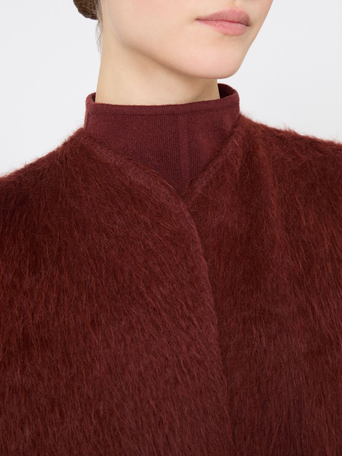 Krótki płaszcz z alpaki i wełny - RDZAWY - Max Mara - 4