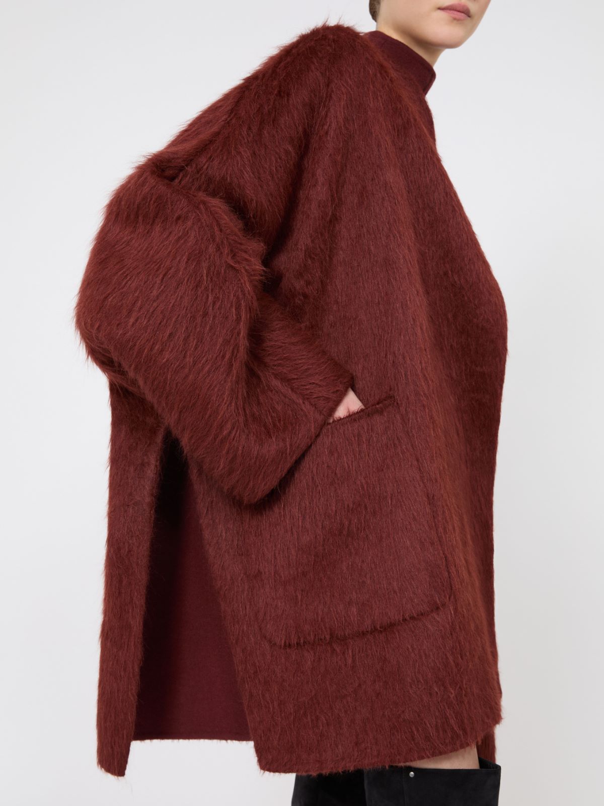Krótki płaszcz z alpaki i wełny - RDZAWY - Max Mara - 5