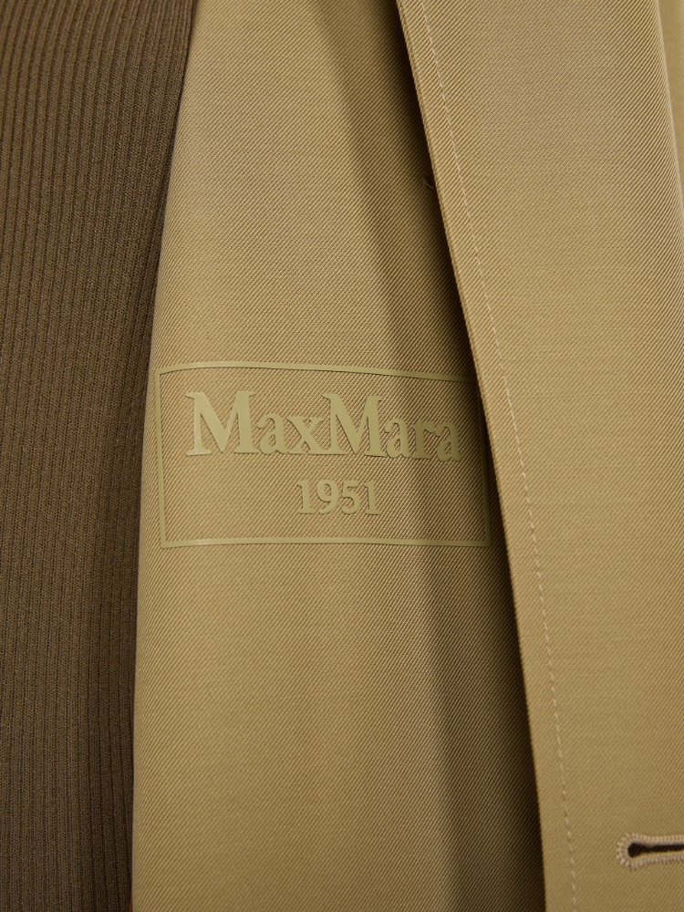 Water-repellent wool-blend gabardine trench coat - KAKI