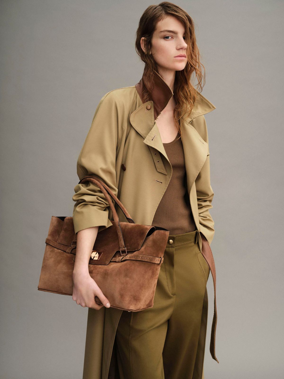 Water-repellent wool-blend gabardine trench coat + KAKI - Max Mara