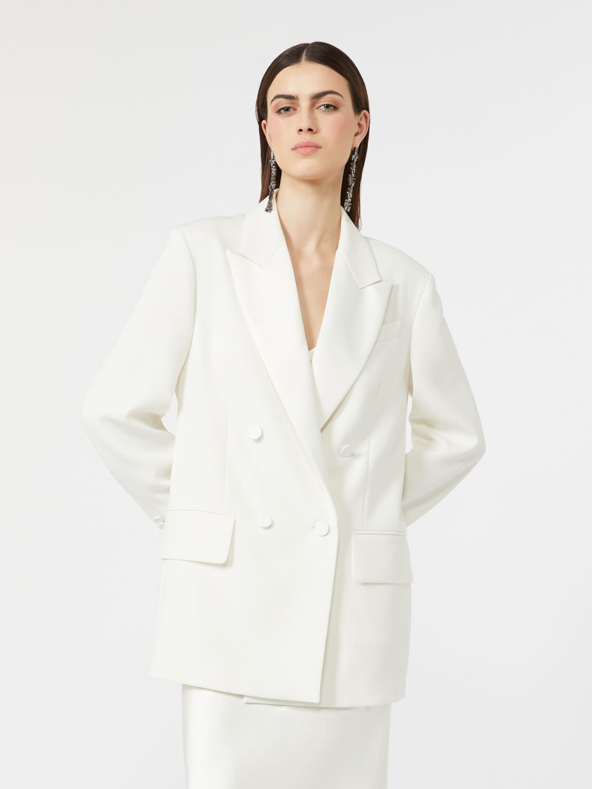 Double-breasted lightweight cady blazer - WHITE - Max Mara - 2