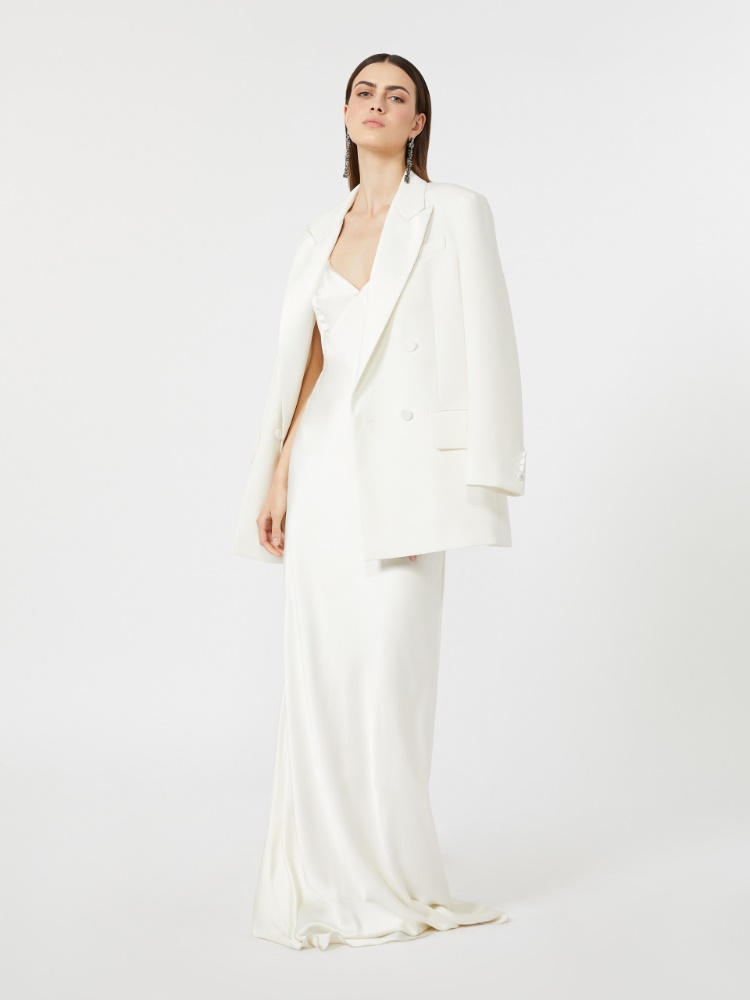 Double-breasted lightweight cady blazer - WHITE