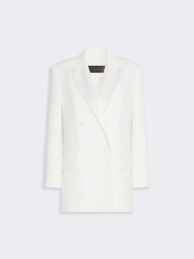 Double-breasted lightweight cady blazer - WHITE