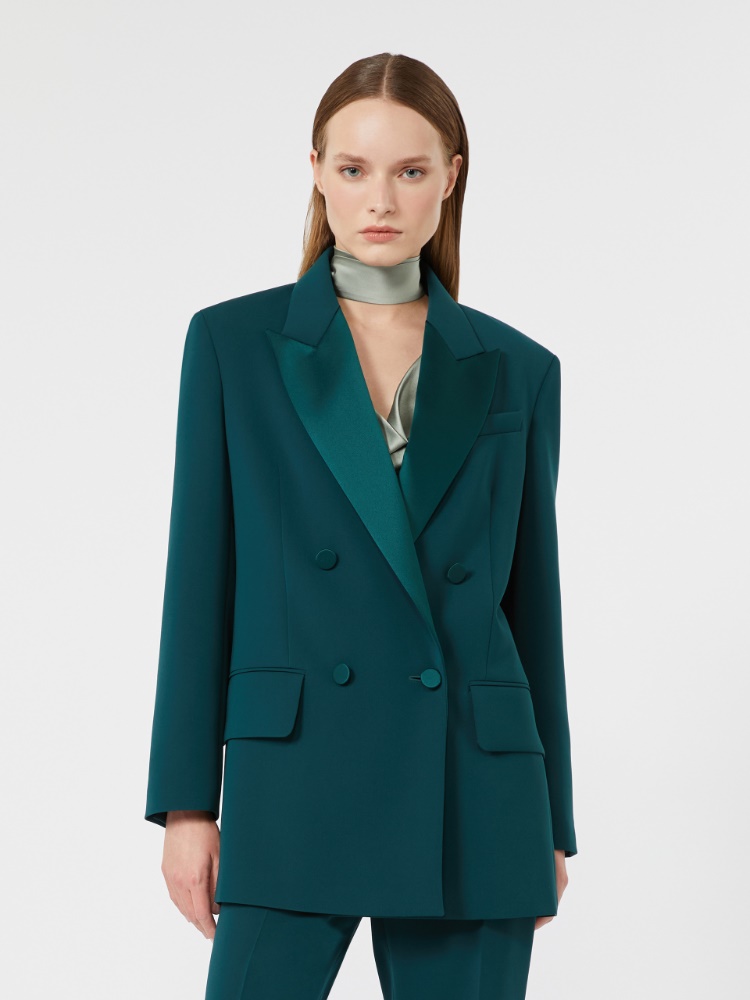 Double-breasted lightweight cady blazer - DARK GREEN - Max Mara - 2