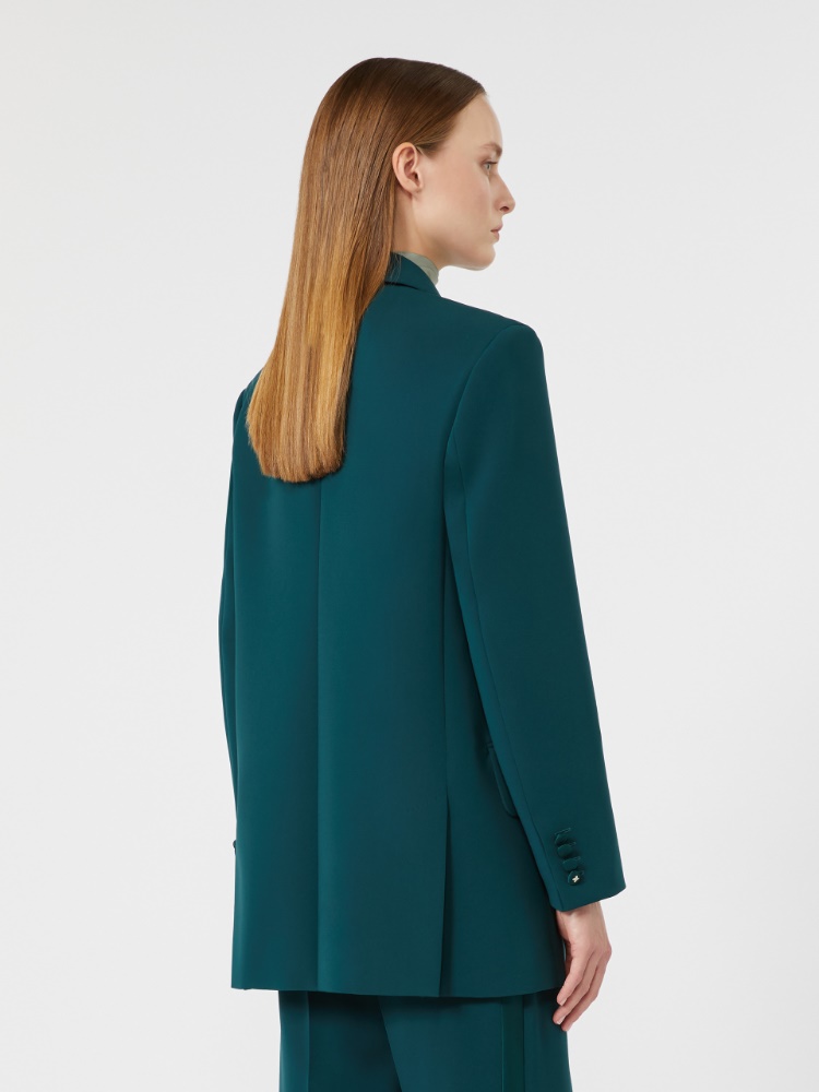 Double-breasted lightweight cady blazer - DARK GREEN - Max Mara - 3