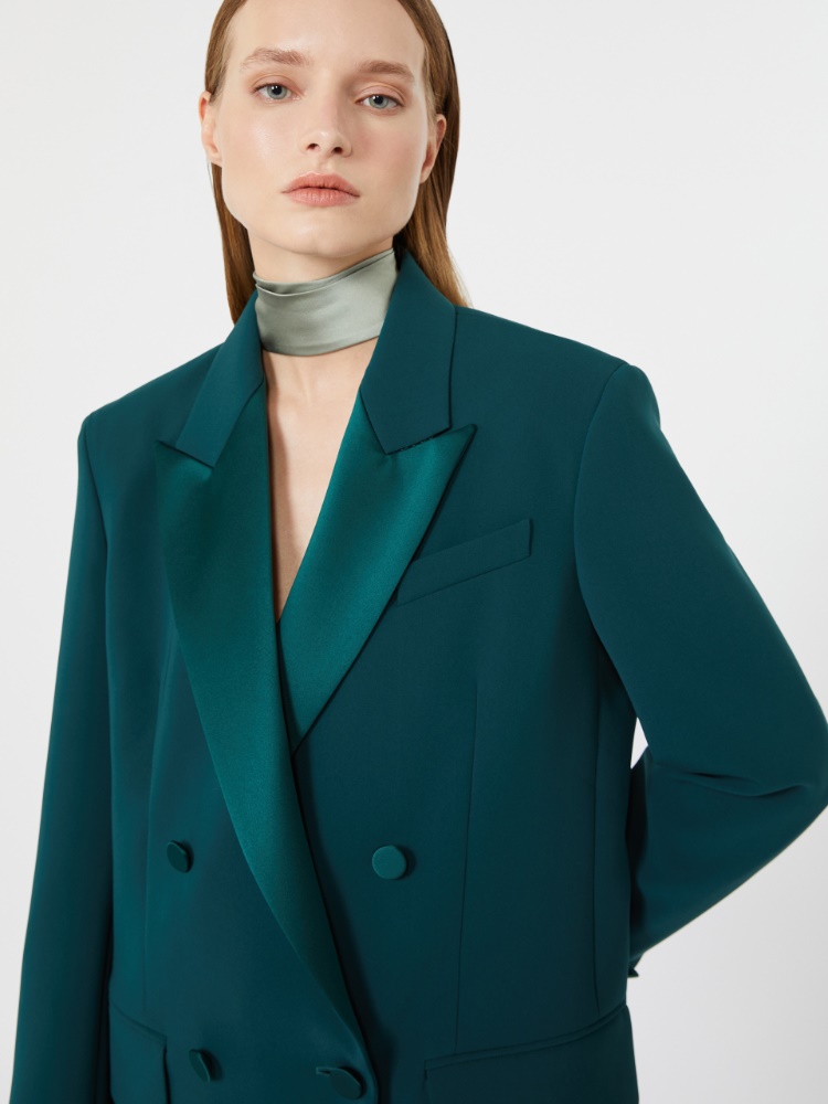 Double-breasted lightweight cady blazer - DARK GREEN - Max Mara - 4