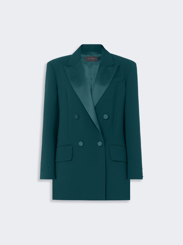 Double-breasted lightweight cady blazer - DARK GREEN - Max Mara - 5