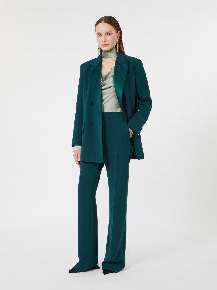 Double-breasted lightweight cady blazer - DARK GREEN