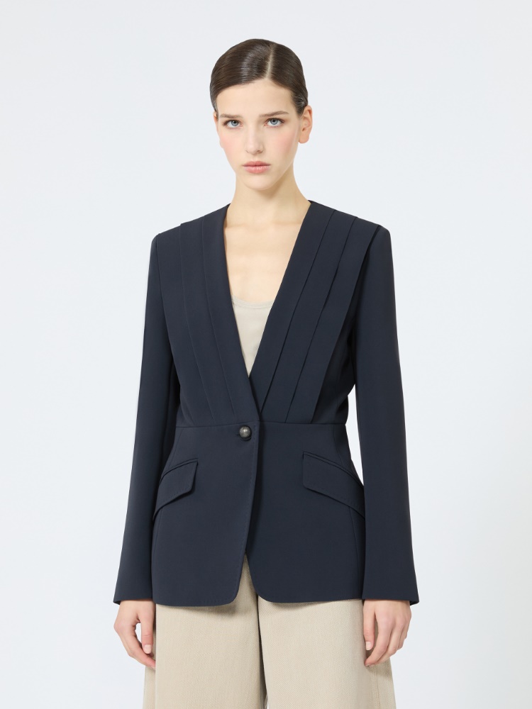 Single-breasted compact cady jacket - MIDNIGHTBLUE - 2