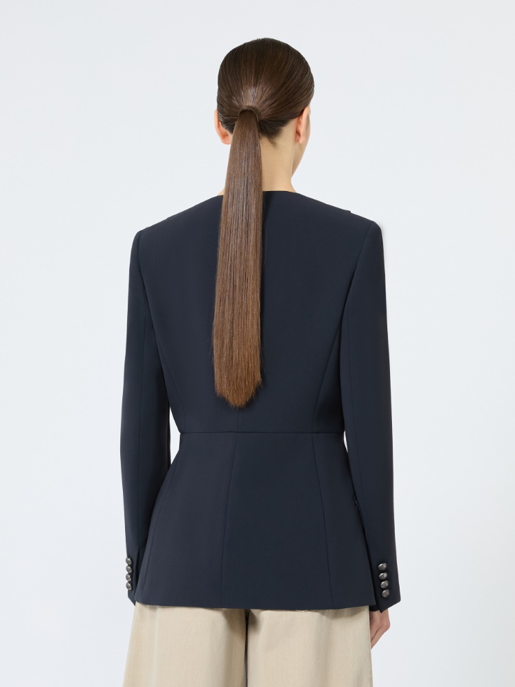 Single-breasted compact cady jacket - MIDNIGHTBLUE - 3