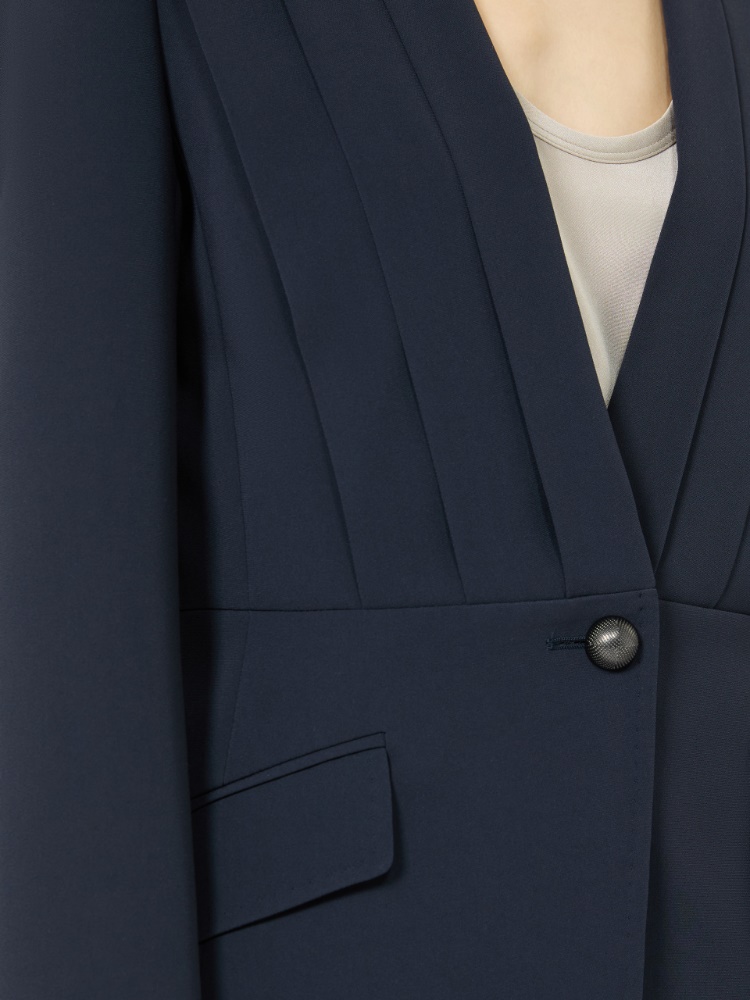 Single-breasted compact cady jacket - MIDNIGHTBLUE - 4