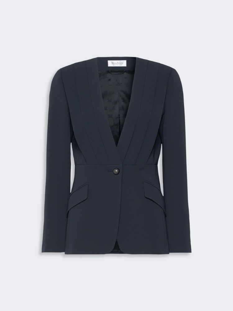 Single-breasted compact cady jacket - MIDNIGHTBLUE - 5
