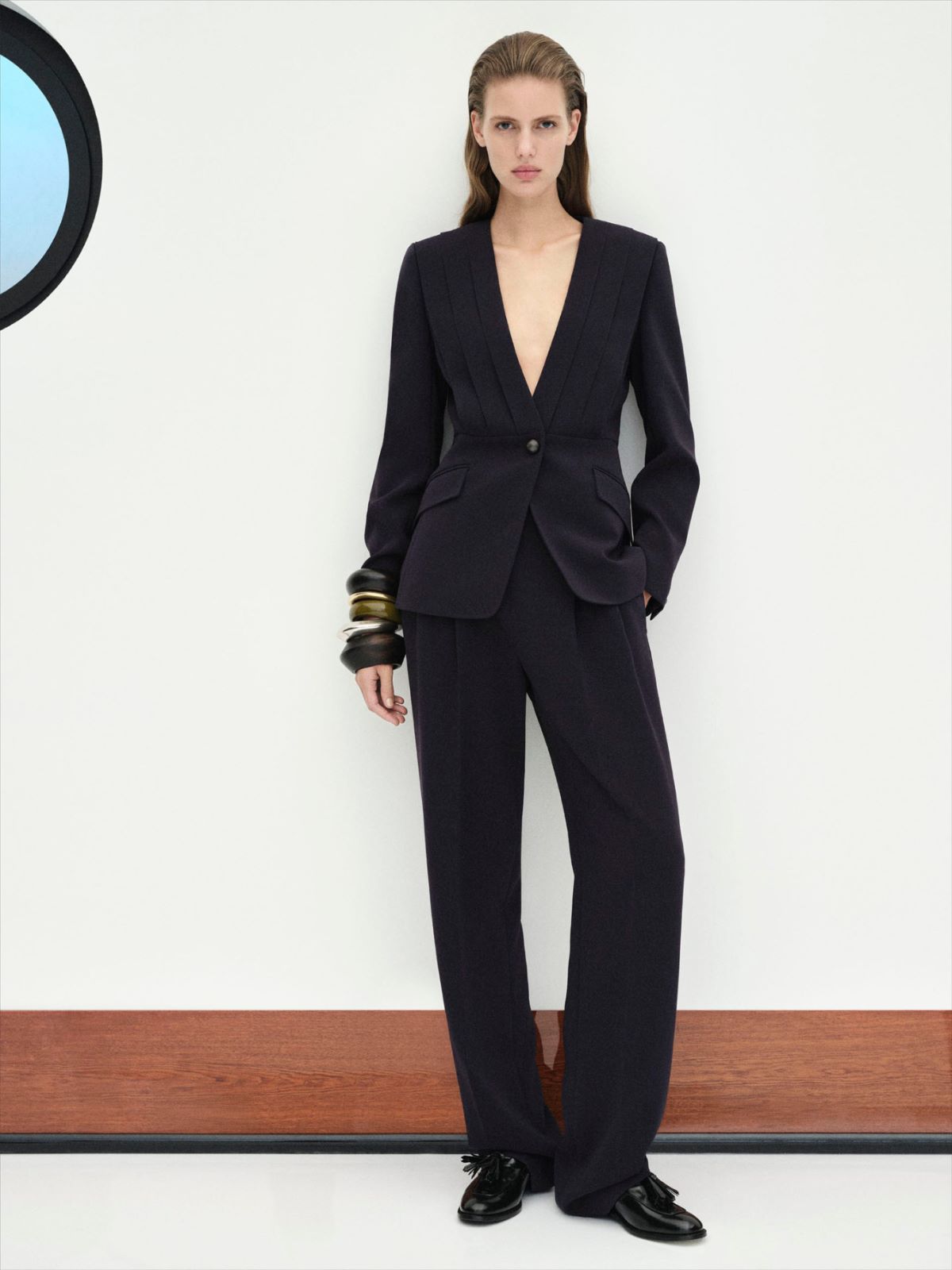 Single-breasted compact cady jacket - MIDNIGHTBLUE