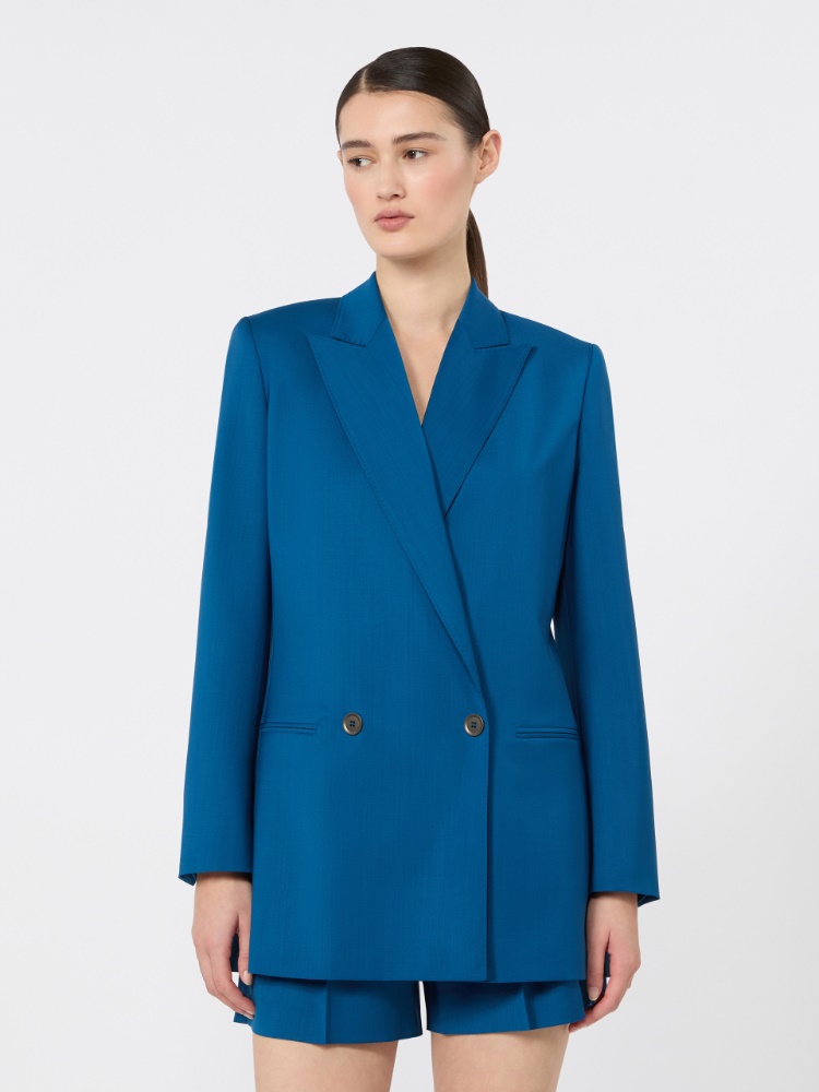 Blazer en toile de laine - BLEU - 2