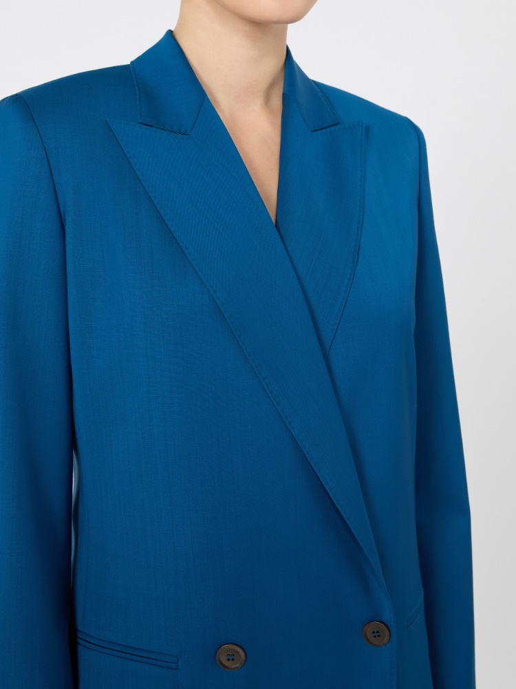 Blazer en toile de laine - BLEU - 4