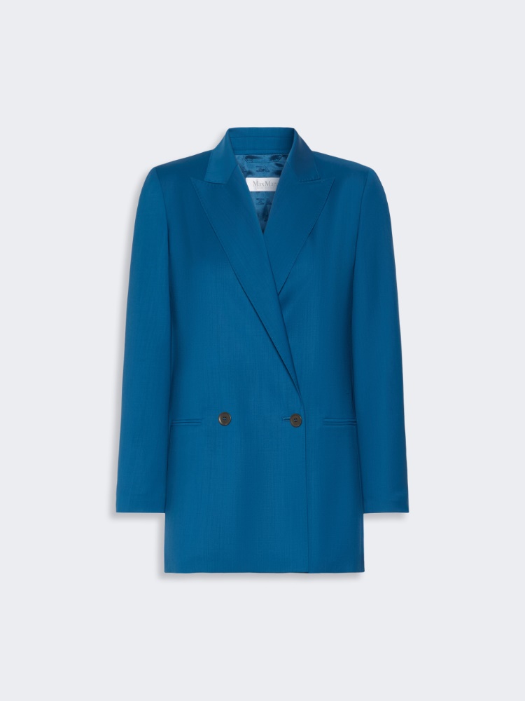 Blazer en toile de laine - BLEU - 5