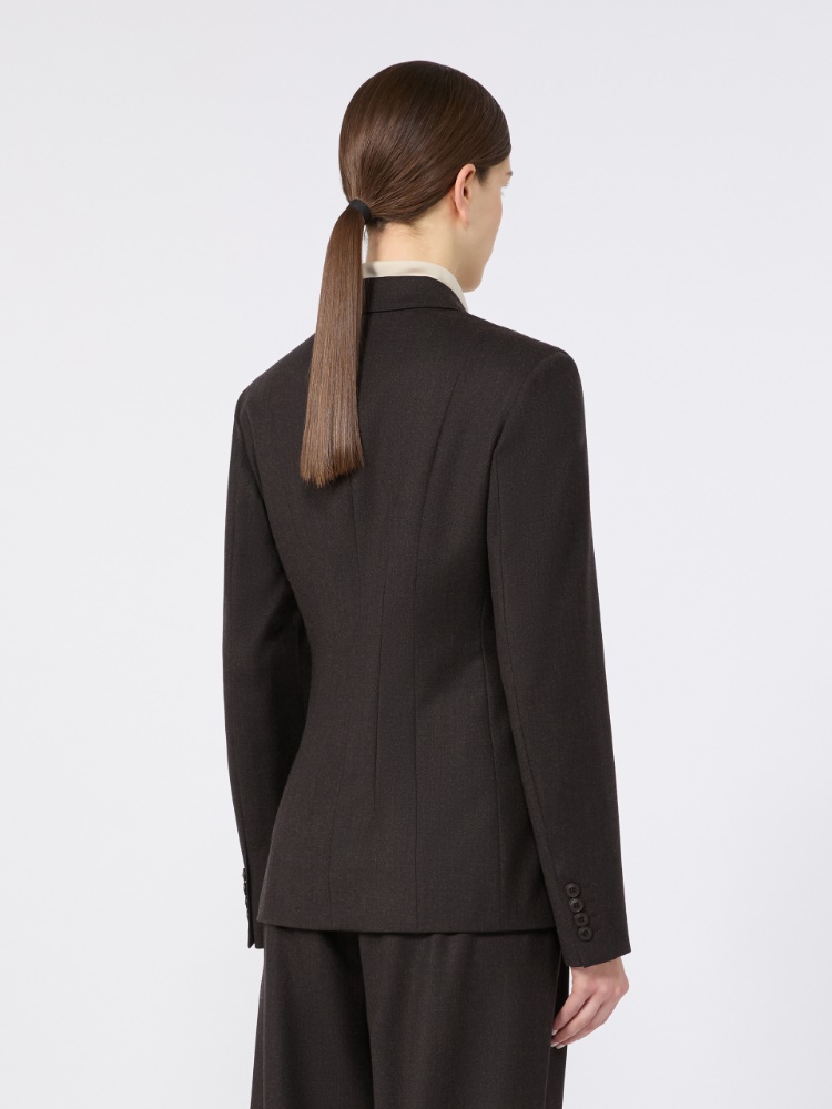 Double-breasted wool flannel jacket - DARK BROWN - Max Mara - 3