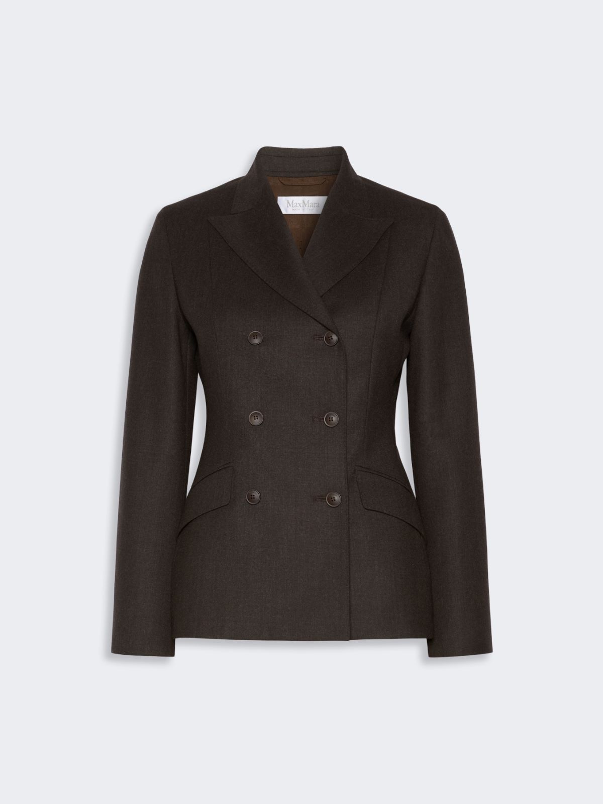 Double-breasted wool flannel jacket - DARK BROWN - Max Mara - 7